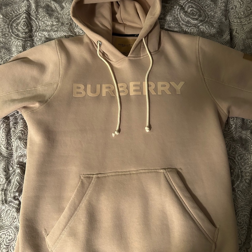 Burberry Men's Beige Logo Pullover Hoodie